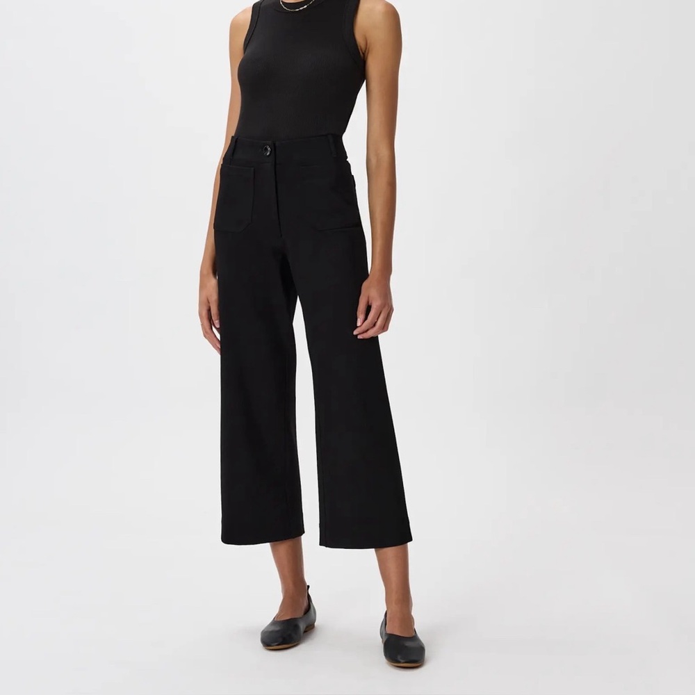 New Quince Ultra Stretch Ponte Wide Leg Black Pants Sz 6